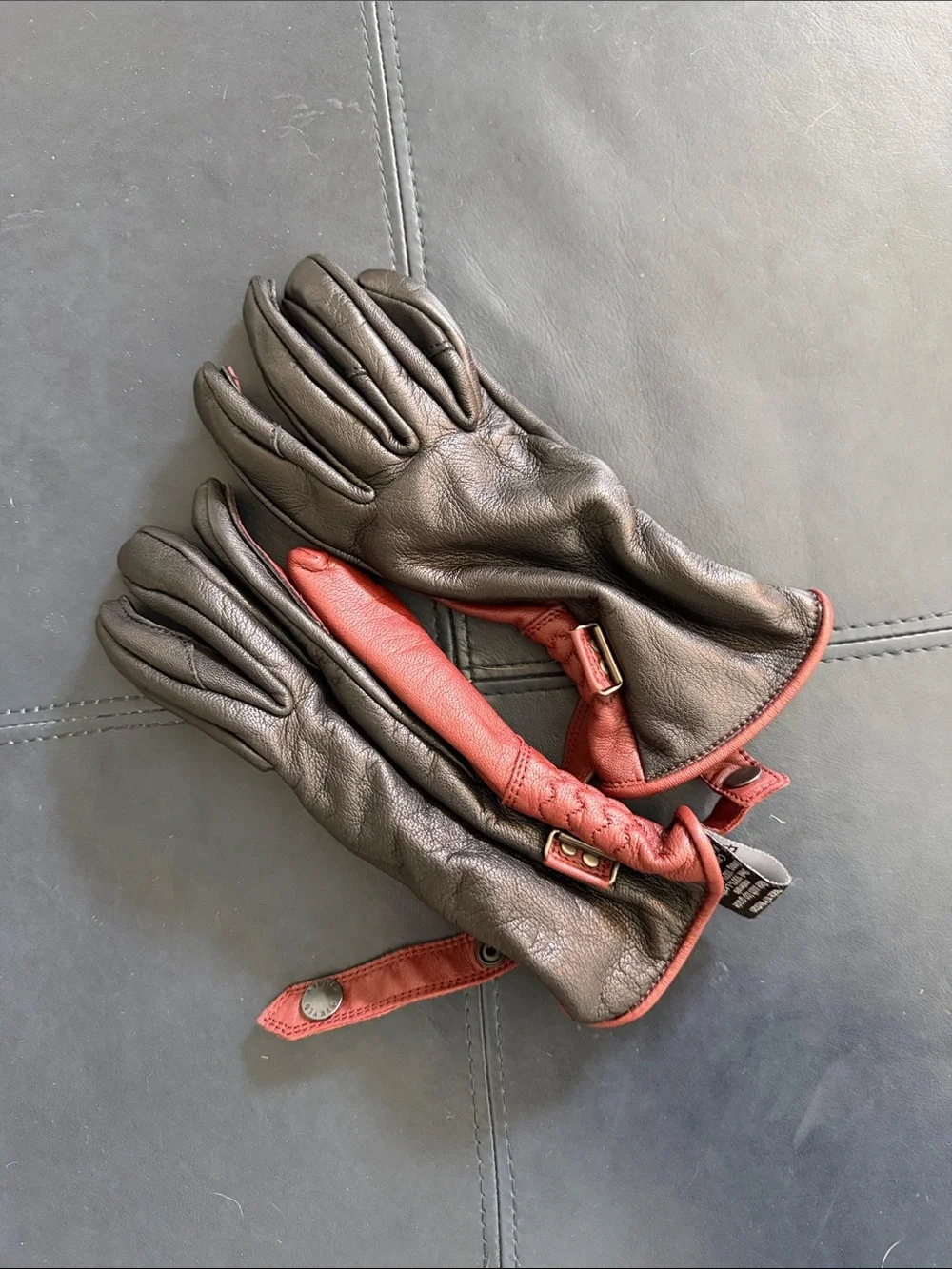 ATWYLD motorcycle Leather Gloves with burgundy Trim